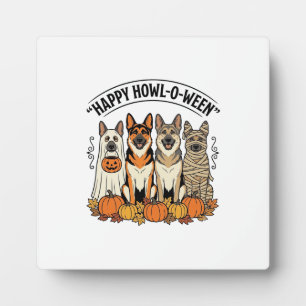Plaque Photo Chien d'Halloween Joyeux Howl-O-Ween Vintage Berge