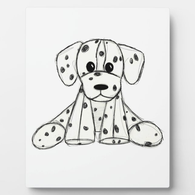 Plaque Photo Chien en dalmate dessin simple noir (Devant)