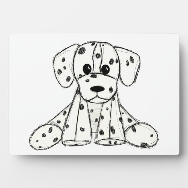 Plaque Photo Chien en dalmate dessin simple noir (Devant)