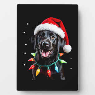Plaque Photo Chien en pyjama à lumières de sapin de Noël Labrad