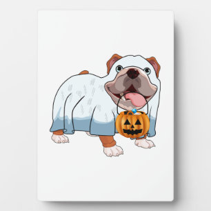Plaque Photo Chien fantôme Bulldog Halloween