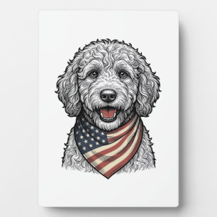 Plaque Photo Chien gribouillé patriotique Gravure vintage vecte