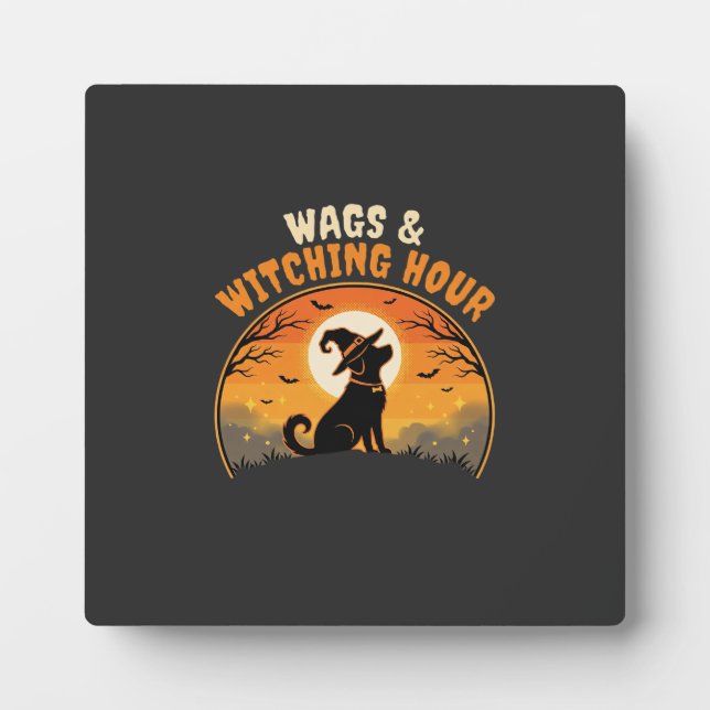 Plaque Photo Chien Halloween Clair de lune (Devant)
