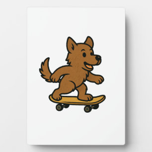 Plaque Photo Chien mignon faisant du skateboard
