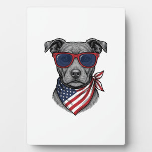 Plaque Photo Chien Patriotique Avec Lunettes De Soleil Design D