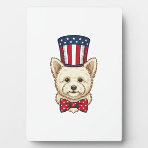 Plaque Photo Chien patriotique chapeau haut de forme vintage ve