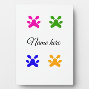 Plaque Photo Chien patte coloré animal ajouter nom texte animal