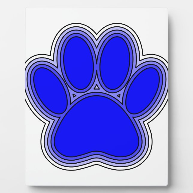 Plaque Photo Chien Paw En Bleu Avec Contours (Devant)
