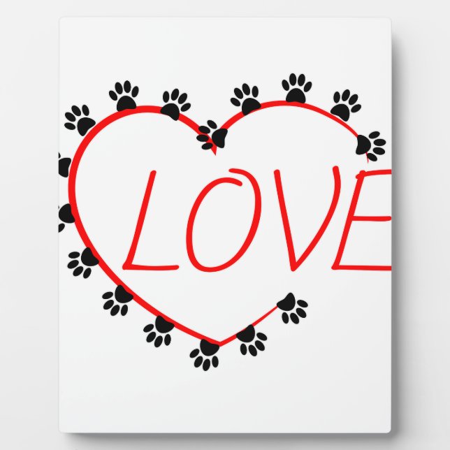 Plaque Photo Chien Paws Red Heart Love (Devant)