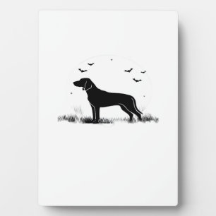 Plaque Photo Chien Redbone � Silhouette de Lune d'Halloween Ove
