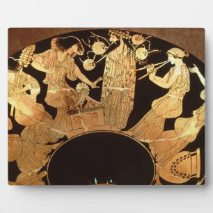 Plaque Photo Chien rouge grenier kylix représentant Dionysos et