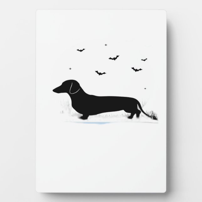 Plaque Photo Chien teckel Halloween Lune Silhouette Classique  (Devant)