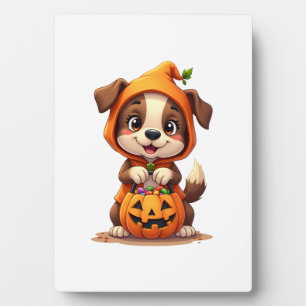 Plaque Photo Chien Trick or Treat � Chemise de chiot Halloween