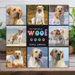 Plaque Photo Chien Vous M'Avez Eu WOOF Custom 8 Photo Collage R<br><div class="desc">Présentez notre plaque photo "You Had Me at WOOF", l'ajout parfait à n'importe quel amoureux des chiens à la maison. Cette plaque de chien présente un design moderne rétro et mignon, avec un espace pouvant accueillir jusqu'à 8 photos de votre animal de compagnie bien-aimé. C'est une excellente façon de présenter...</div>