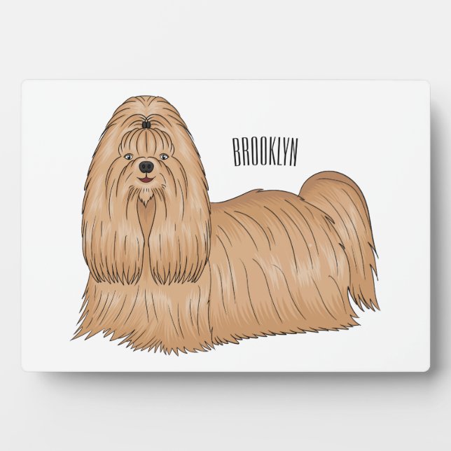 Plaque Photo Chih tzu long cheveux dessin de chien (Devant)