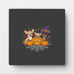 Plaque Photo Chihuahua Halloween Citrouille Sorcière Chien Desi