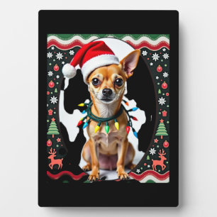 Plaque Photo Chihuahua Noël Santa Pull Ugly Chien Amant X