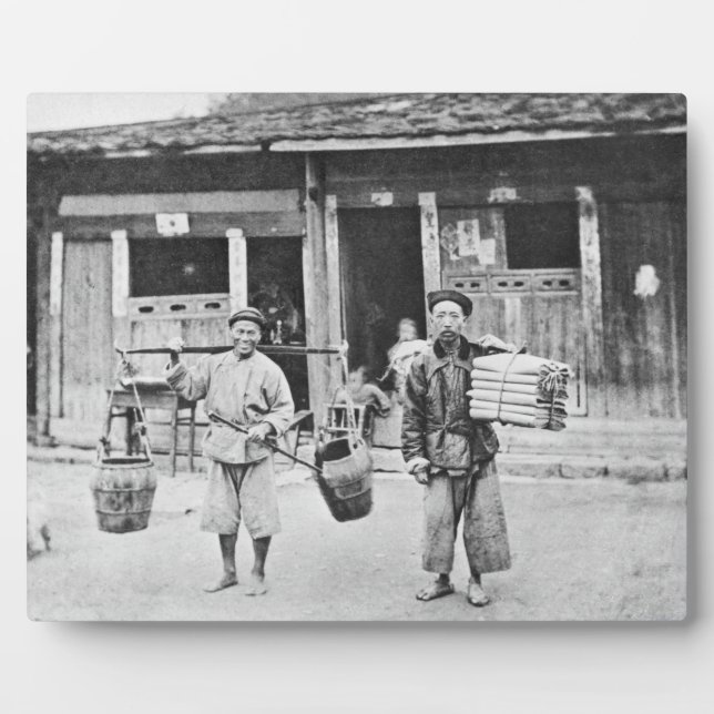 Plaque Photo Chinese Hawkers, c.1870 (b/w photo) (Devant)