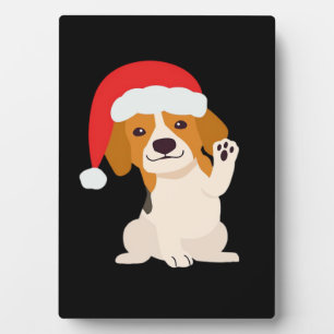 Plaque Photo Chiot beagle avec casquette Père Noël pour amoureu