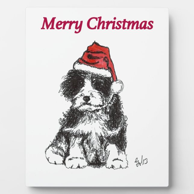 Plaque Photo Chiot de Noël (Devant)