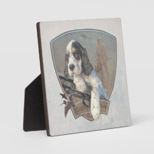 Plaque Photo Chiot de Setter anglais avec fusil de chasse class