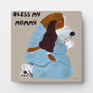 Plaque Photo Chiots Basset Hound priant, "Bénissez ma maman"