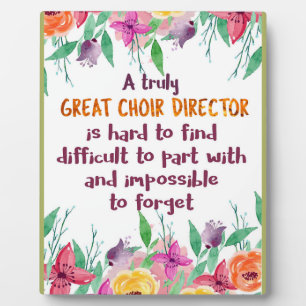 Plaque Photo Chorale Directeur Chorus enseignant Appréciation C