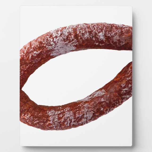Plaque Photo Chorizo saucisse isolée comme coupée (Devant)