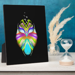 Plaque Photo Chouette Oracle noire et multicouleur