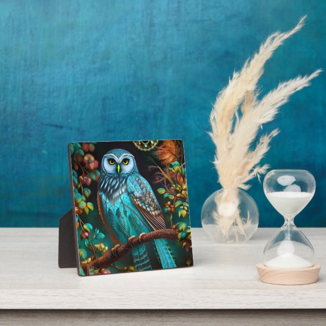 Plaque Photo Chouette turquoise (Insitu)