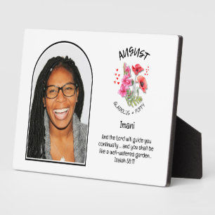 Plaque Photo Christian AOÛT Naissance Mois Fleur NOM PHOTO