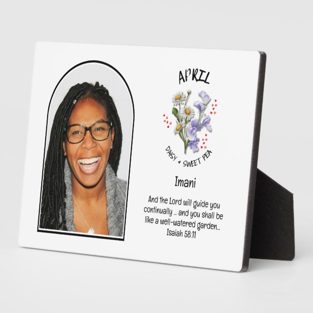 Plaque Photo Christian APRIL NOM DE LA Fleur Mois de naissance  (Côté)