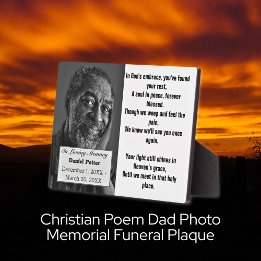 Plaque Photo Christian Poem Papa Photo Funérailles commémorativ