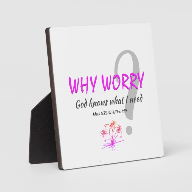 Plaque Photo Christian POURQUOI S'INQUIÉTER ? DIEU CONNAÎT Matt (Recto)