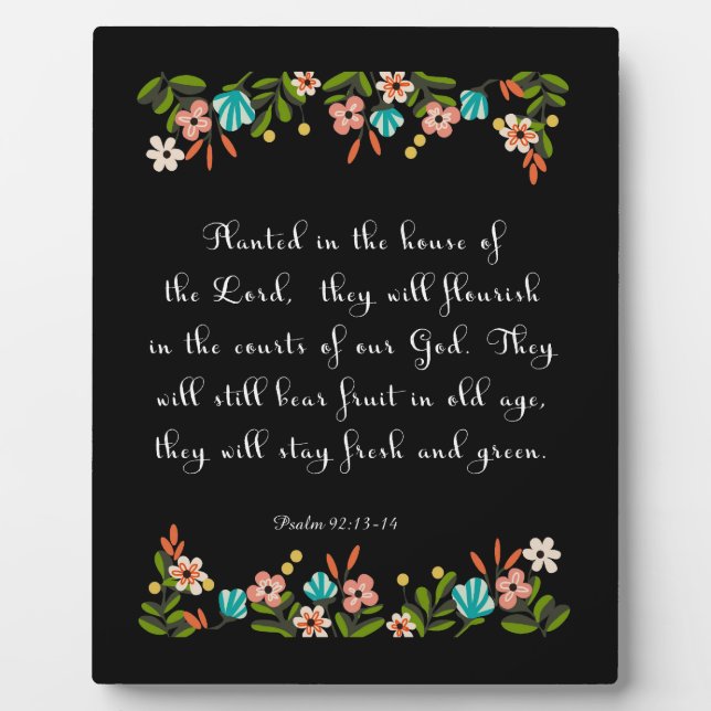 Plaque Photo Christian Quote Art - Psaume 92:13-14 (Devant)