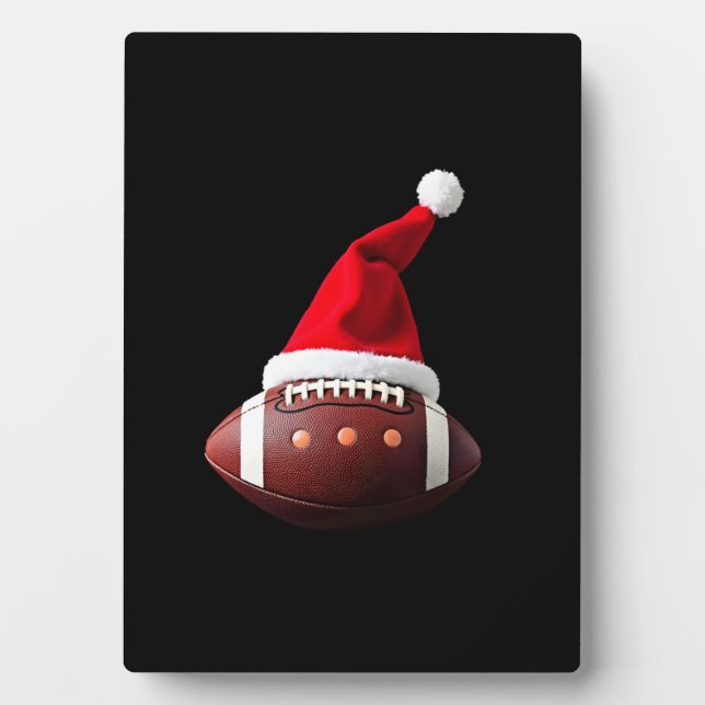 Plaque Photo Christmas American Football Ball Santa Hat (3) (Devant)