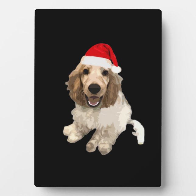 Plaque Photo Christmas Cocker Spaniel (White) Essential T-Shirt (Devant)