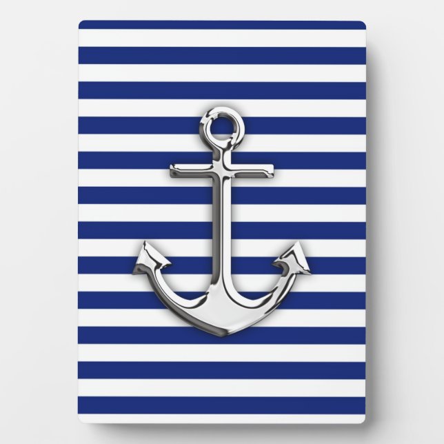 Plaque Photo Chrome Anchor on Navy Stripes (Devant)