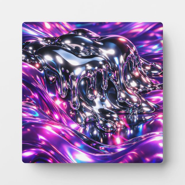 Plaque Photo Chrome Liquide Violet Abstrait (Devant)