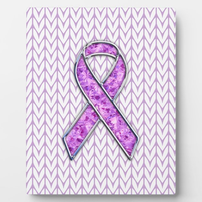 Plaque Photo Chrome style Crystal Pink Ribbon Awareness Knit (Devant)
