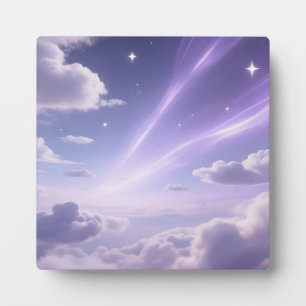 Plaque Photo Ciel Auroral Nuageux Étoilé Rêveur Violet