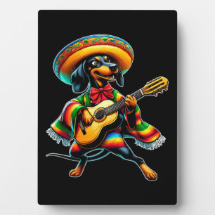 Plaque Photo Cinco de Mayo Teckel Mariachi Guitare