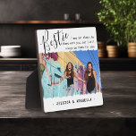 Plaque Photo Citation de Bestie tendance Photo BFF personnalisé<br><div class="desc">Plaque photo d'amitié moderne, avec le titre 'Bestie' dans un texte élégant de script de calligraphie, une citation de meilleurs amis qui dit "Je ne serai peut-être pas toujours là avec vous, mais je serai toujours là pour vous", qui peut être customisé, une photo principale de vous et votre BFF...</div>