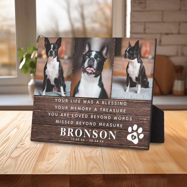 Plaque Photo Citation de deuil pour animaux de compagnie rustiq (Créateur téléchargé)