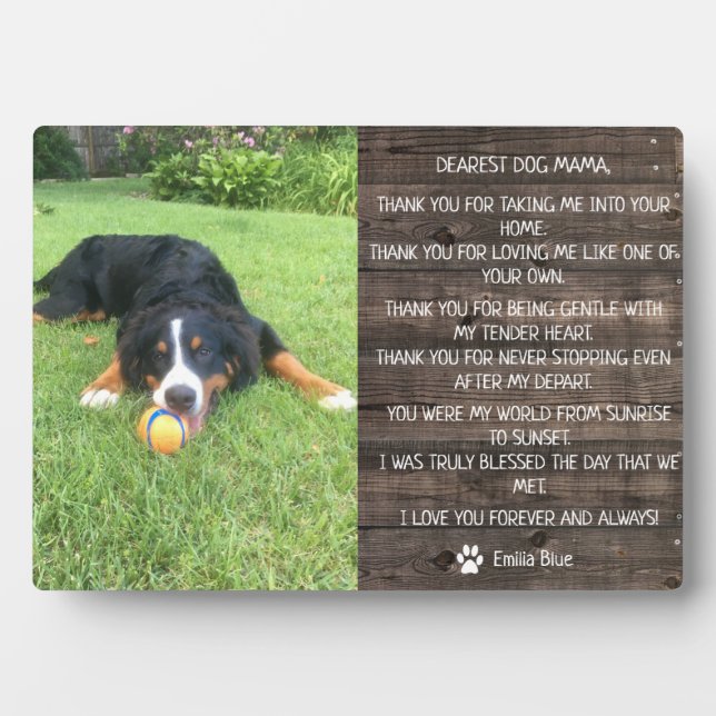 Plaque Photo Citation de souvenir de chien rustique (Devant)