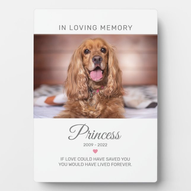 Plaque Photo Citation de souvenir de mémorial d'animal de compa (Devant)