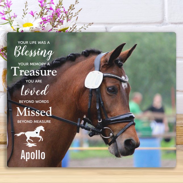 Plaque Photo Citation de sympathie pour la perte d'un cheval -  (Créateur téléchargé)