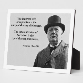 Plaque Photo Citation de Winston Churchill Capitalism
