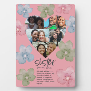 Plaque Photo Citation des soeurs modernes Coeur rose Floral