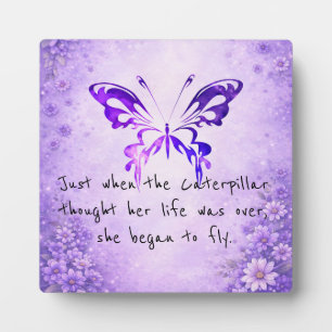 Plaque Photo Citation Inspirante Papillon Violet